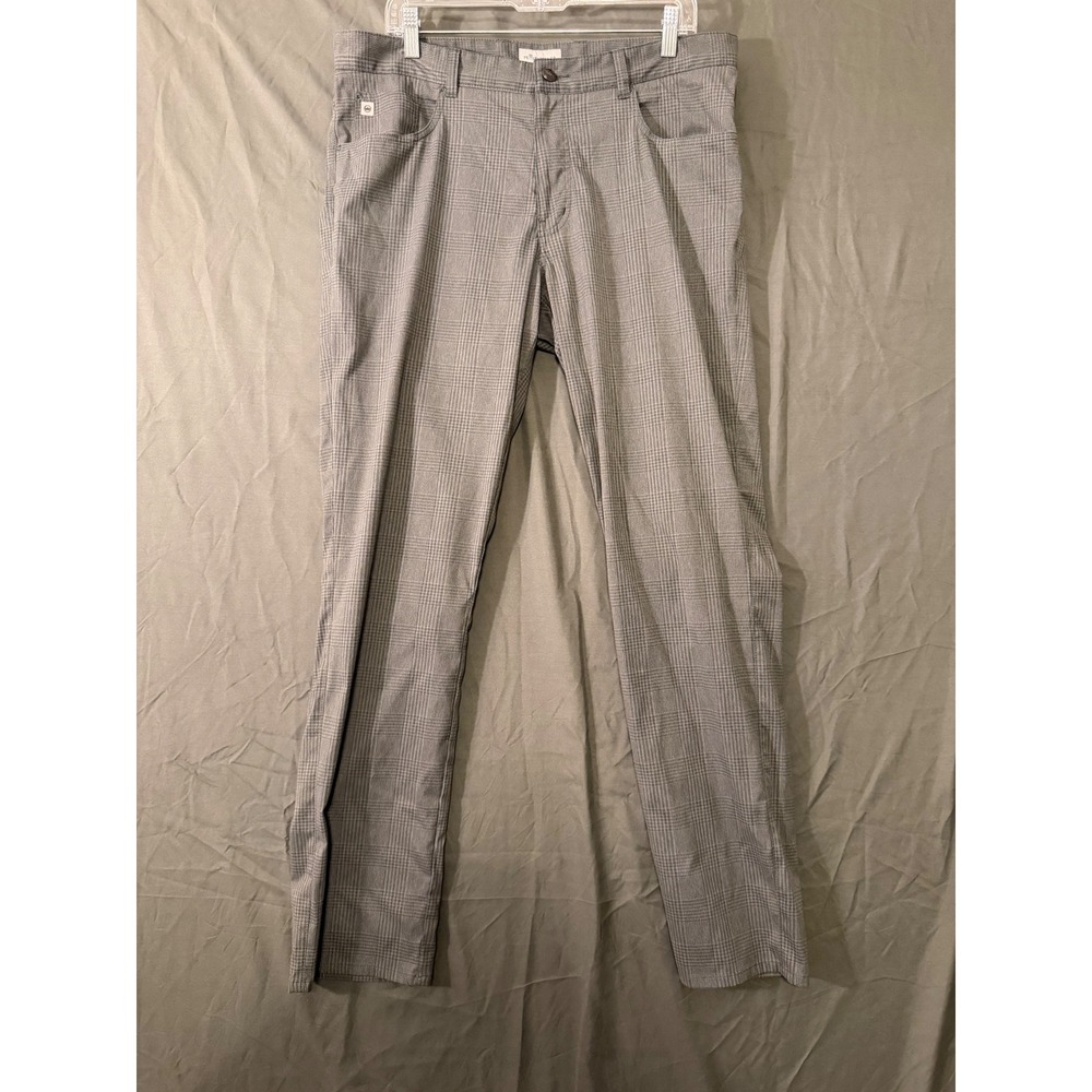 Peter Millar eb66 Performance Pants Mens 36x32 Grey Glen Plaid 5-Pocket Golf